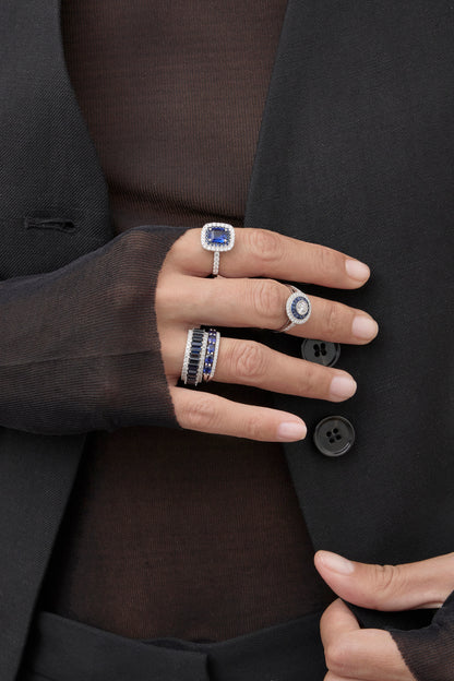 Sapphire Halo Deco Ring