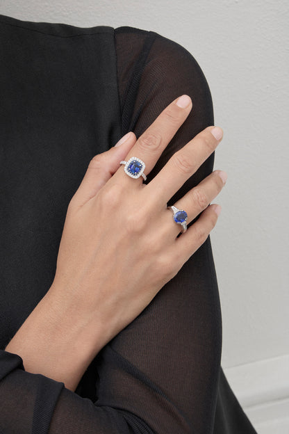 Sapphire Halo Deco Ring