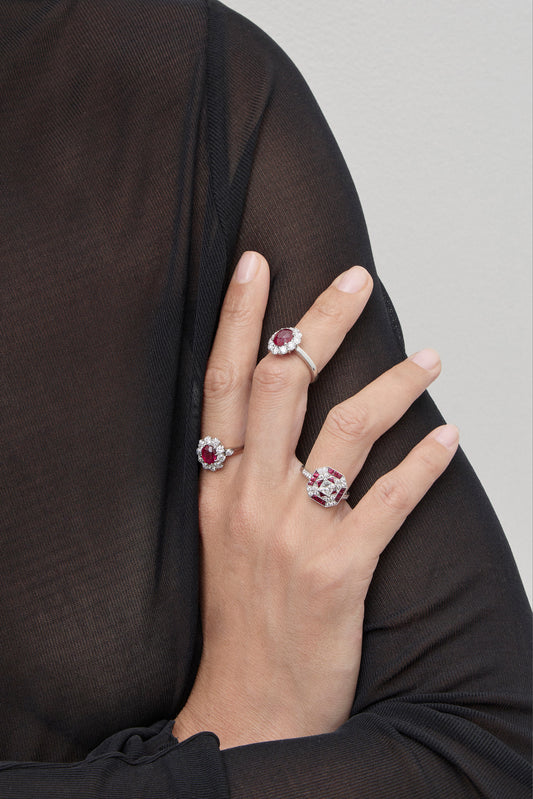 Ruby Reverie Art Deco Design Ring