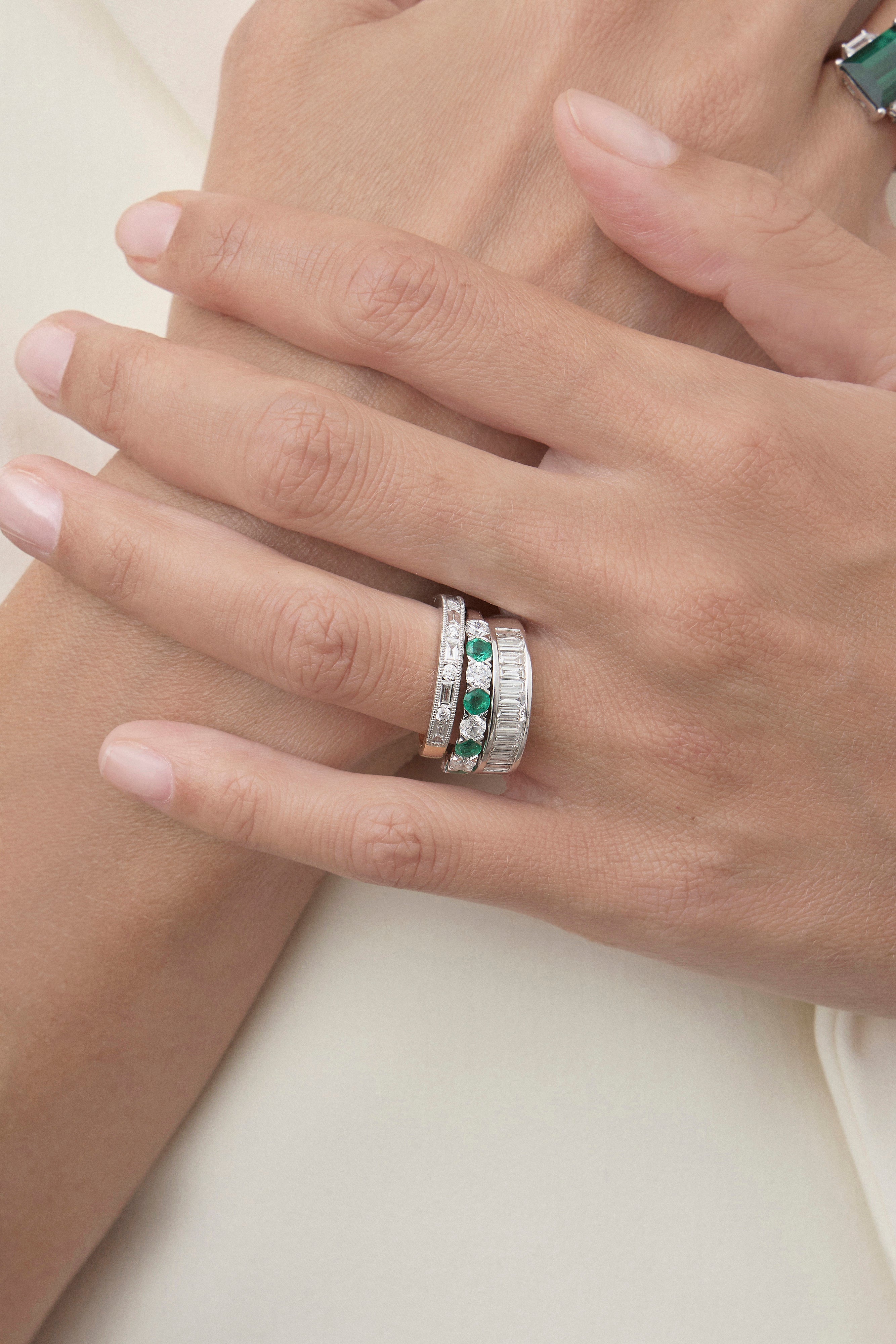 Emerald Half Eternity Band