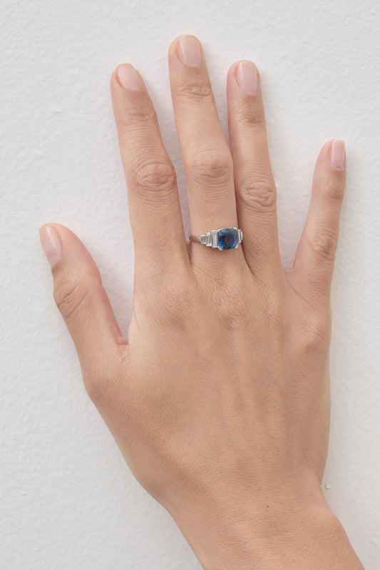 Sapphire Deco Inspired Ring