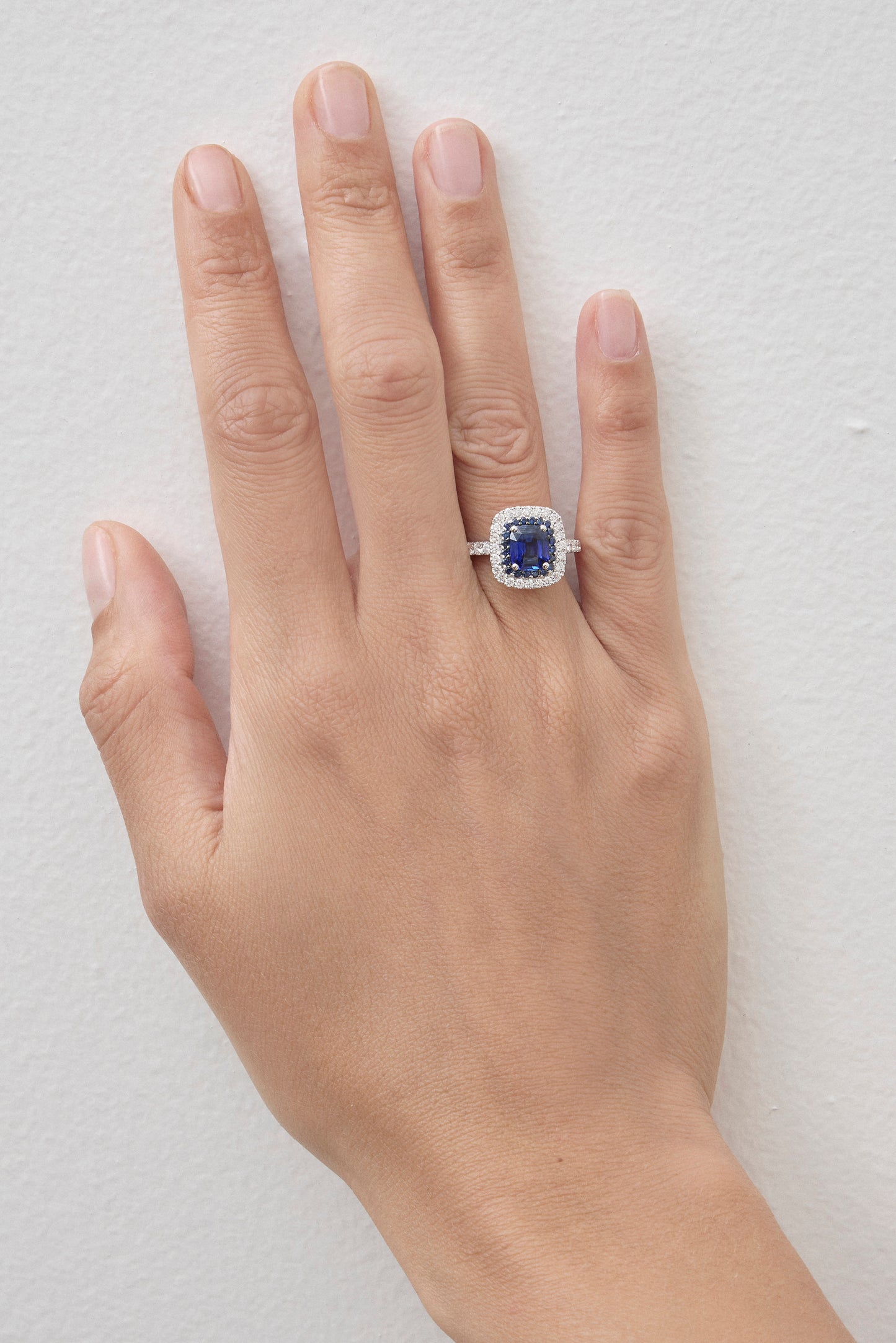 Sapphire Halo Deco Ring