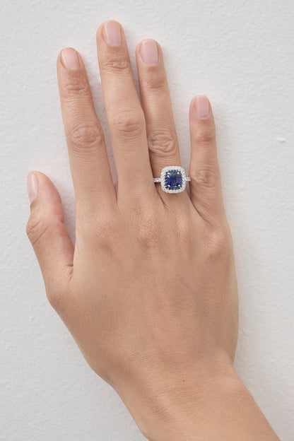 Sapphire Halo Deco Ring
