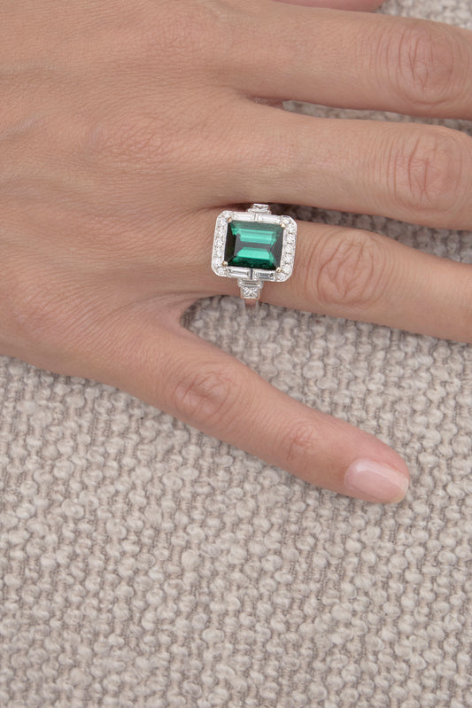 Tourmaline Deco Ring