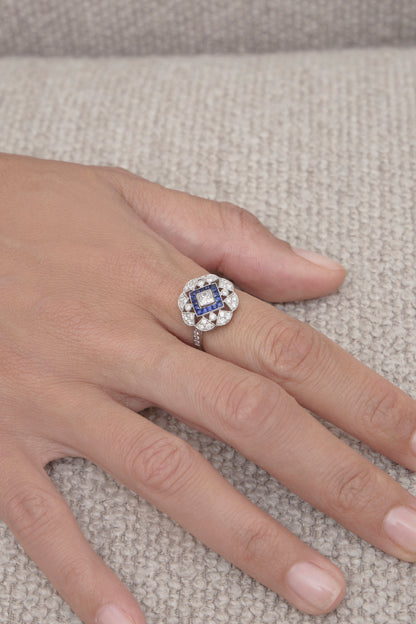 Sapphire Floral Deco Ring