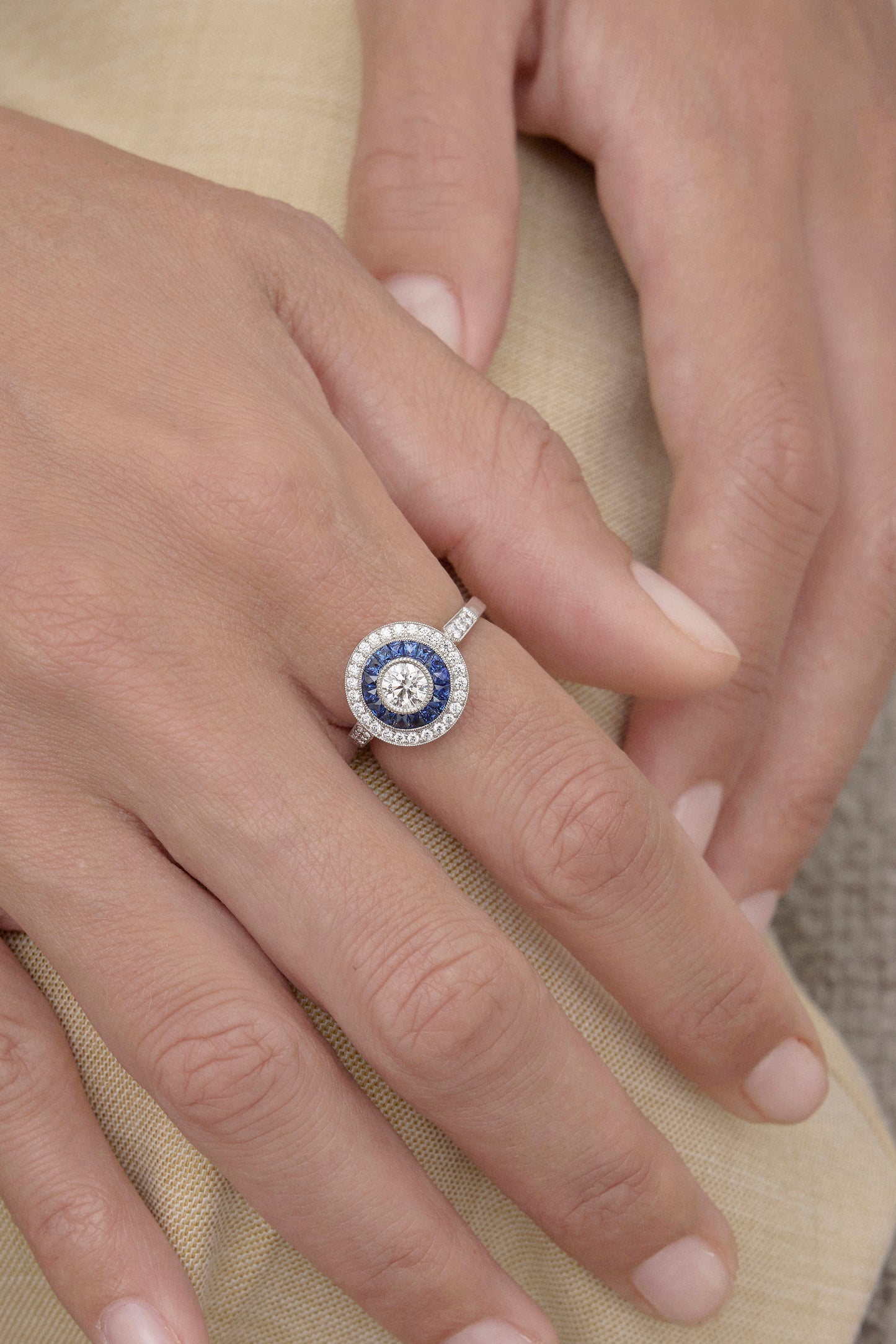 Sapphire Target Deco Ring
