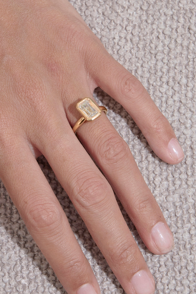 Emerald Bezel Deco Ring