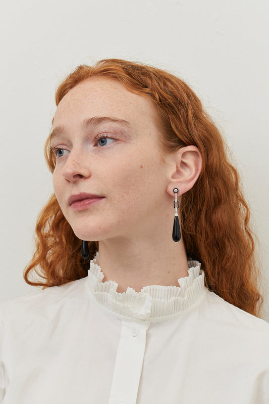 Onyx Art Deco Design Drop Earrings