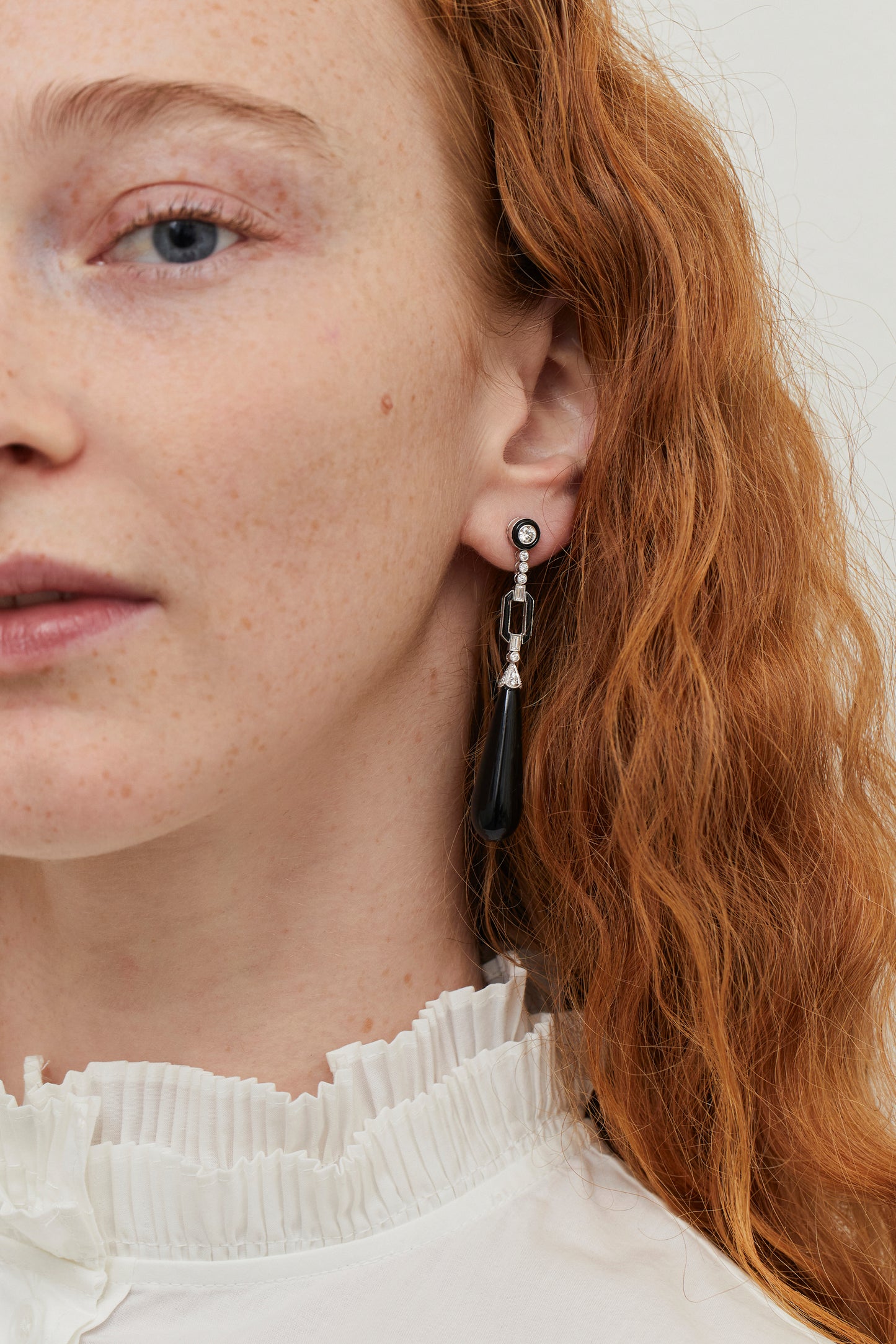 Onyx Art Deco Design Drop Earrings