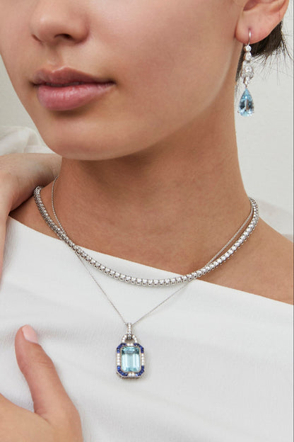 Aqua Art Deco Design Drop Earrings