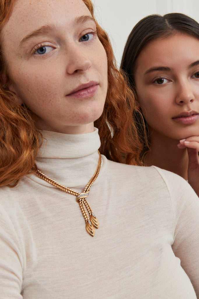 Mid-Century Lariat Diamond Necklace