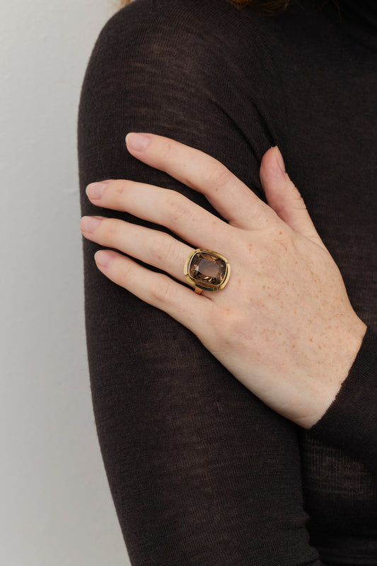 Mid Century Smokey Quartz Ring