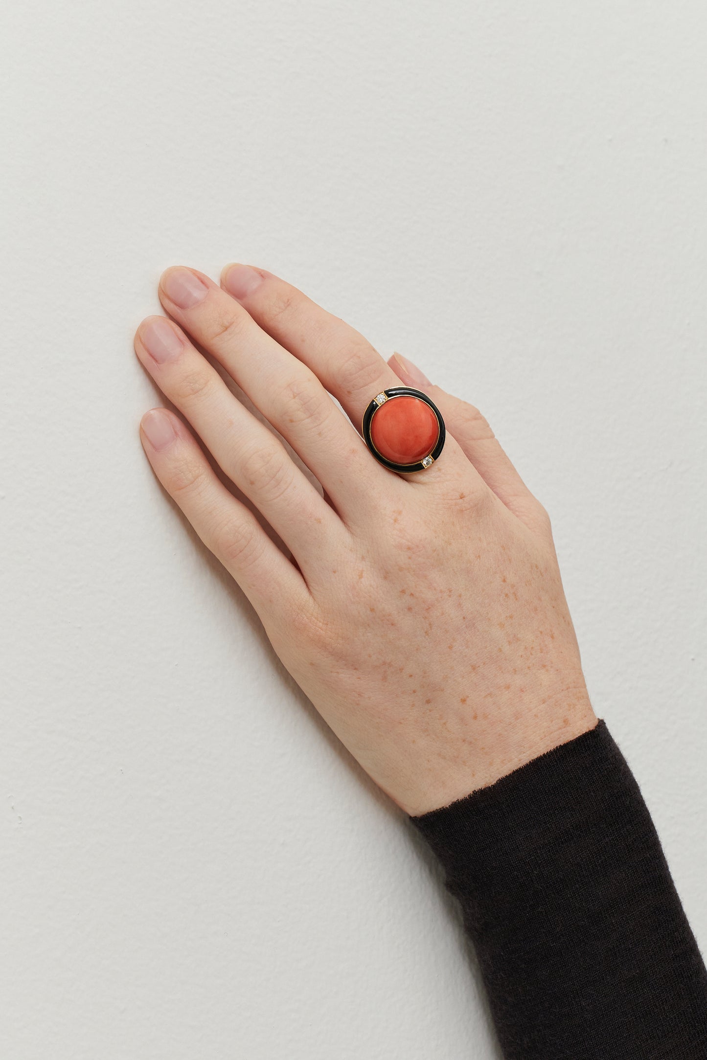 Coral Cabochon Ring