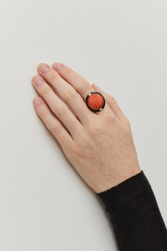 Coral Cabochon Ring