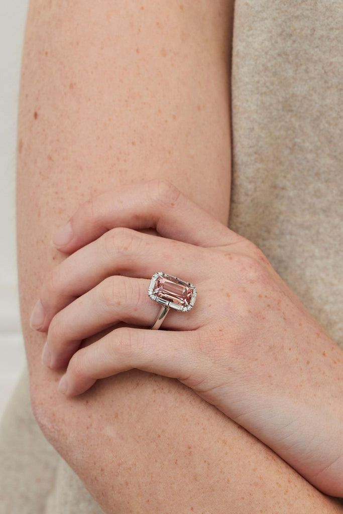 Morganite and Diamond Deco Inspired Ring