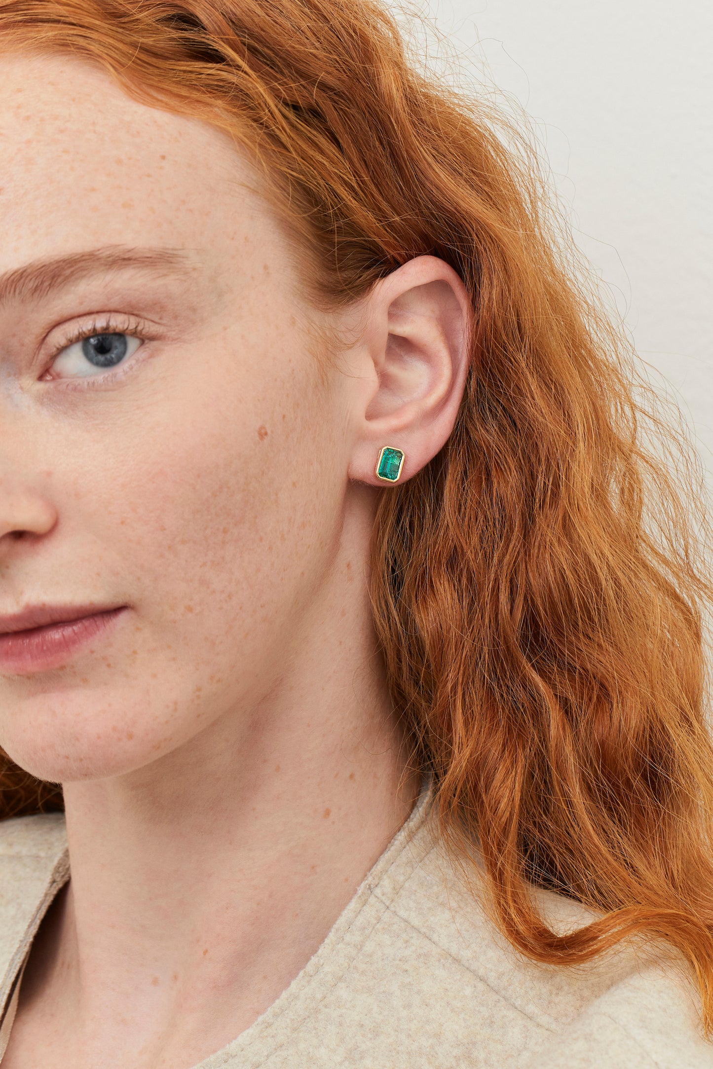 Emerald Bezel Studs