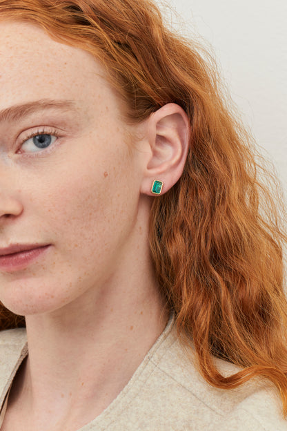 Emerald Bezel Studs