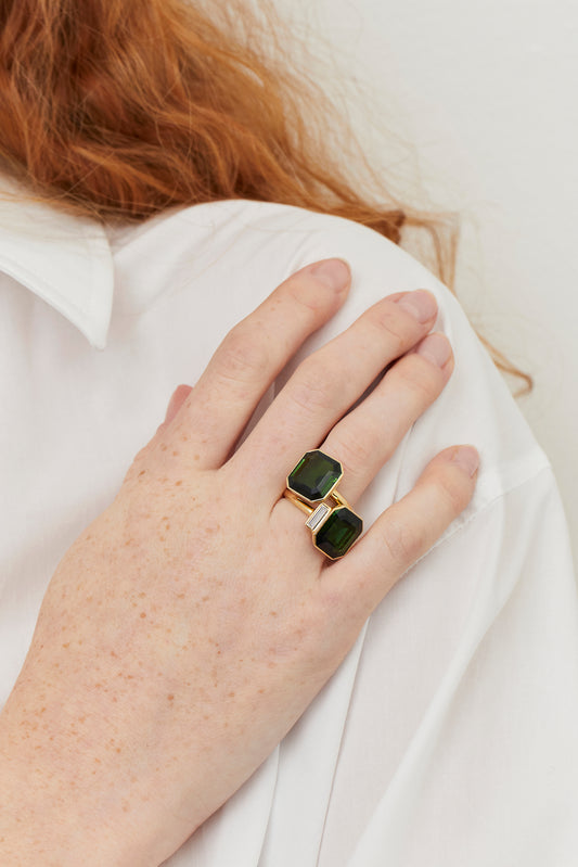 Tourmaline & Baguette Ring