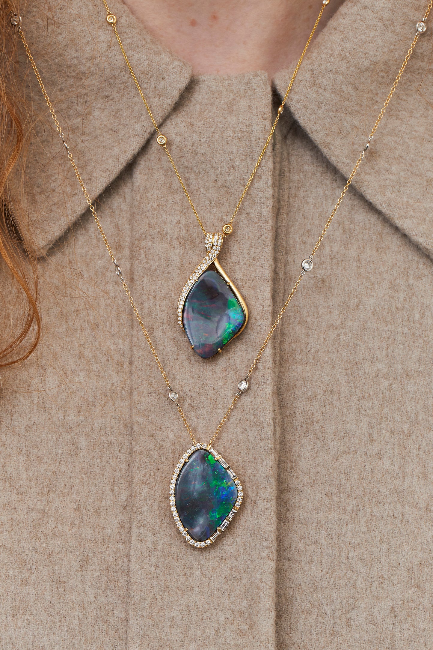 Abstract Black Opal Pendant