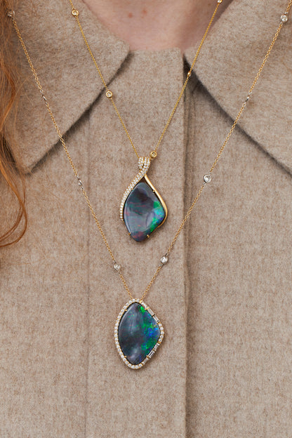 Abstract Black Opal Pendant