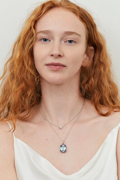 Aquamarine & Sapphire Pendant Necklace