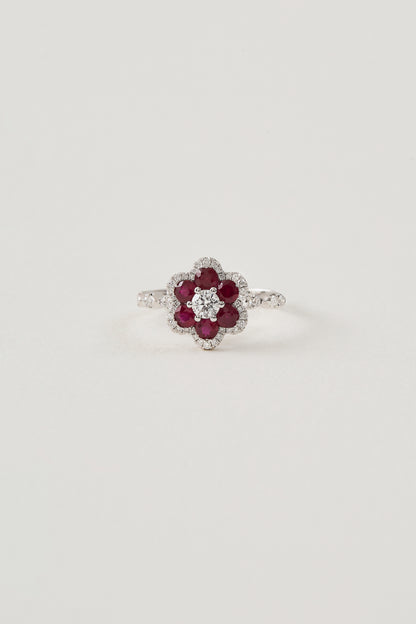 Ruby Floral Cluster Ring