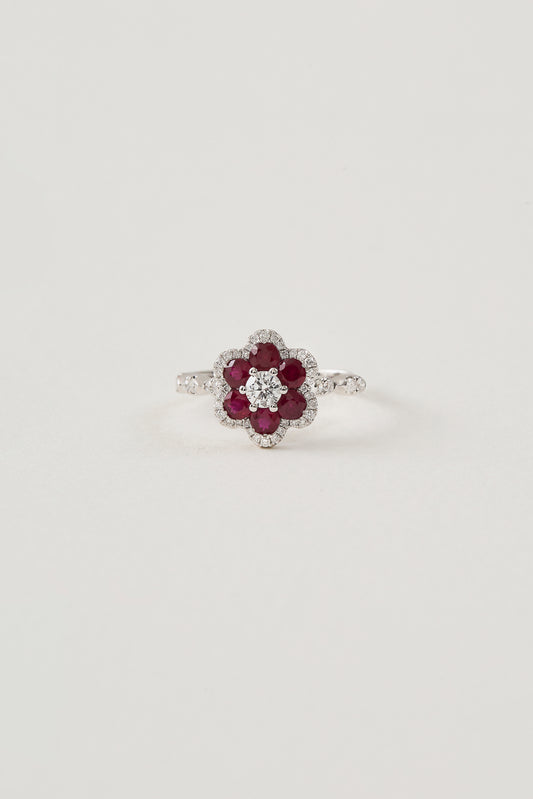 Ruby Floral Cluster Ring
