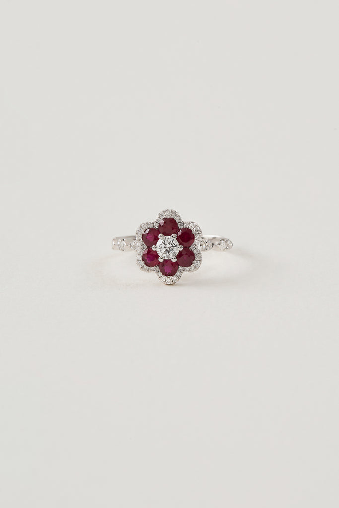 Ruby Floral Cluster Ring