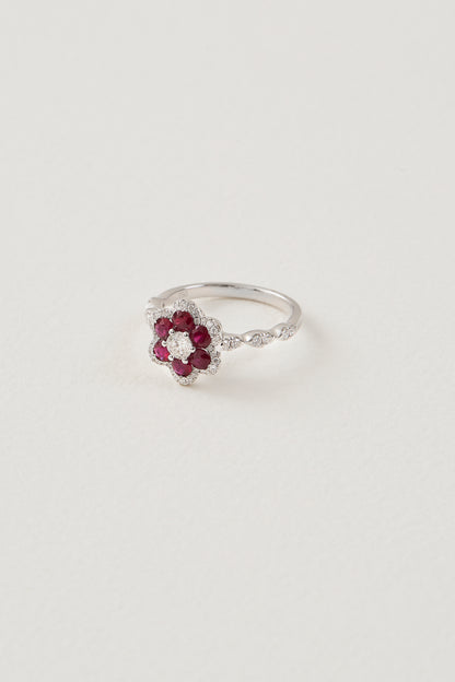 Ruby Floral Cluster Ring