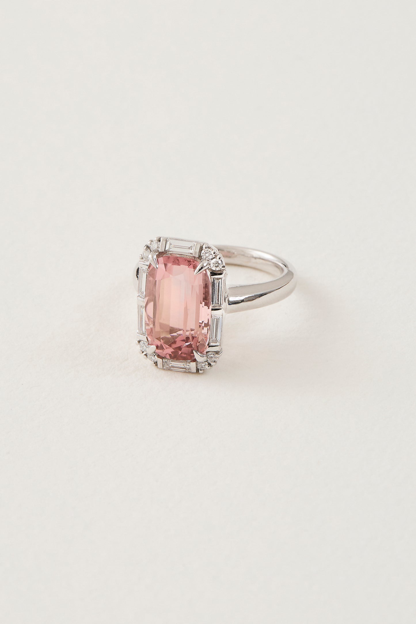 Morganite and Diamond Deco Inspired Ring