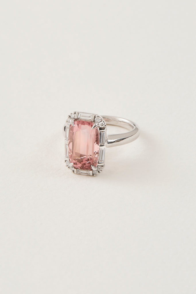 Morganite and Diamond Deco Inspired Ring