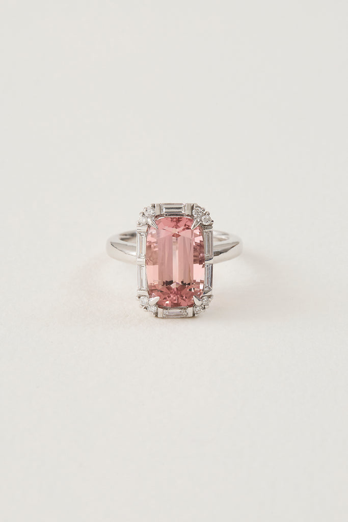 Morganite and Diamond Deco Inspired Ring