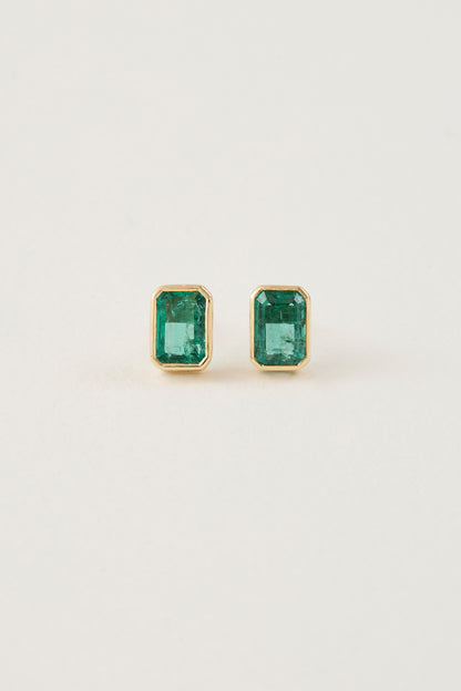 Emerald Bezel Studs