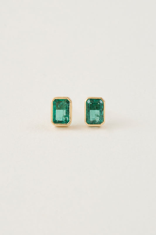 Emerald Bezel Studs