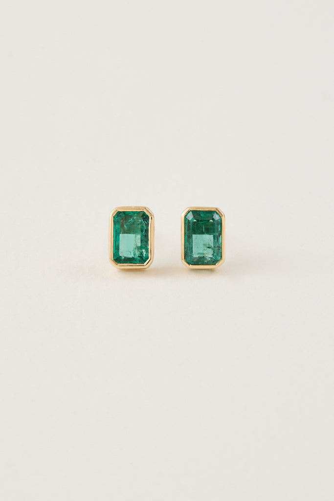 Emerald Bezel Studs