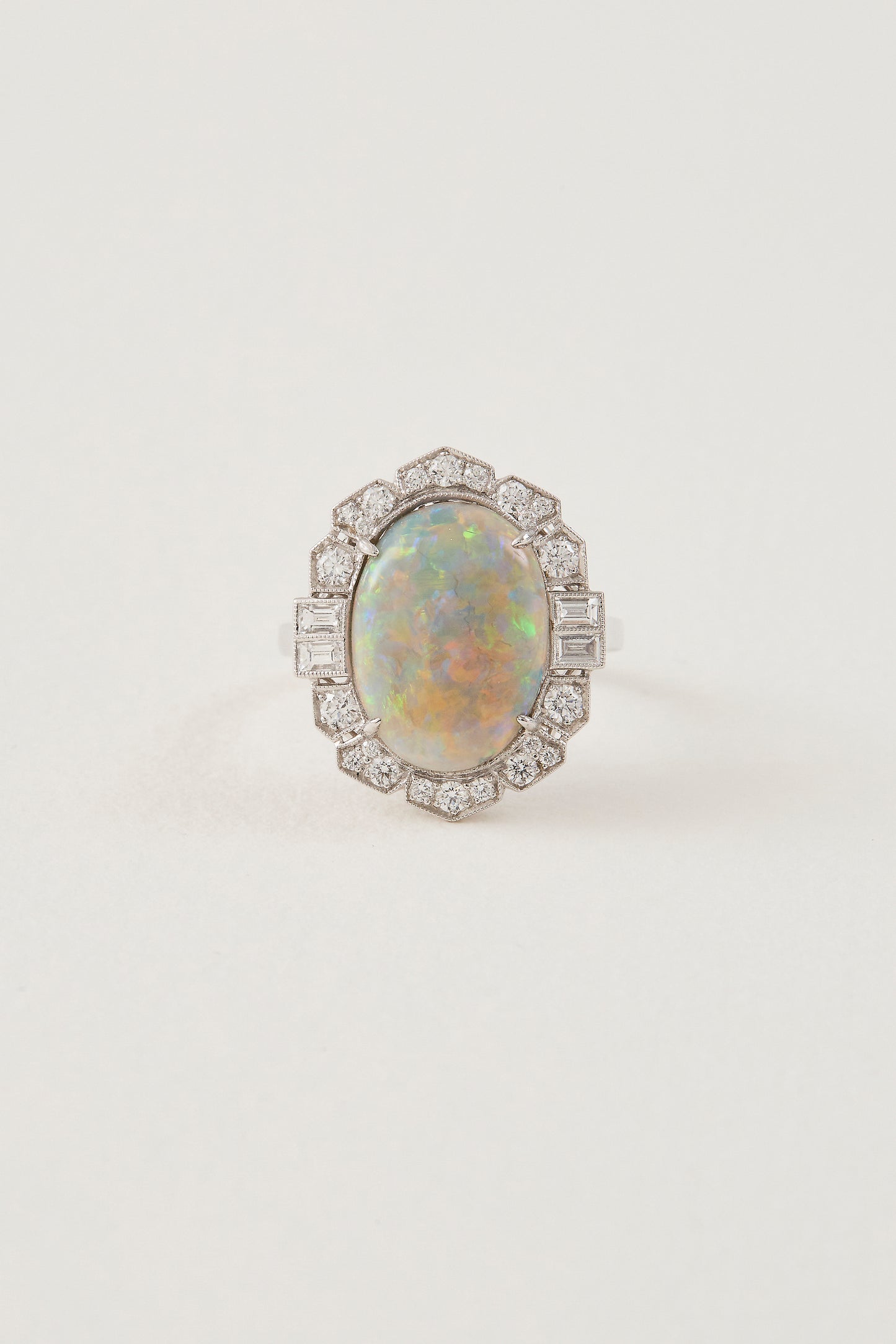 Opal Art Deco Design Ring