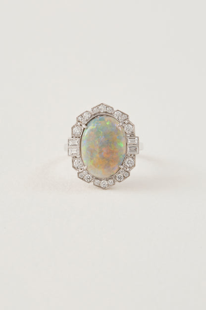 Opal Art Deco Design Ring