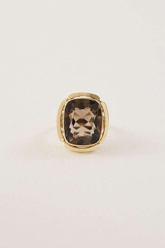 Mid-century Smokey quartz ring