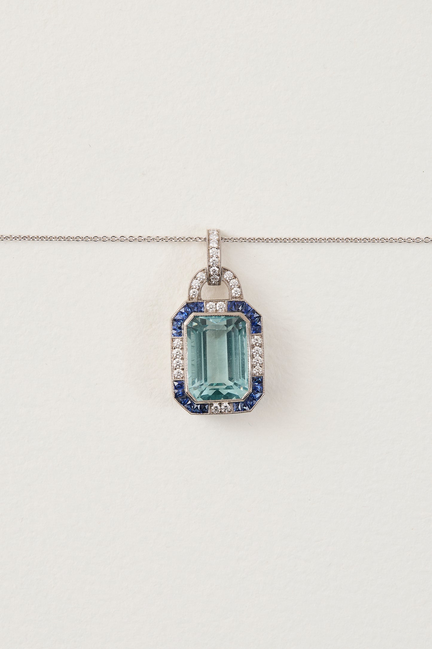 Aquamarine & Sapphire Pendant Necklace