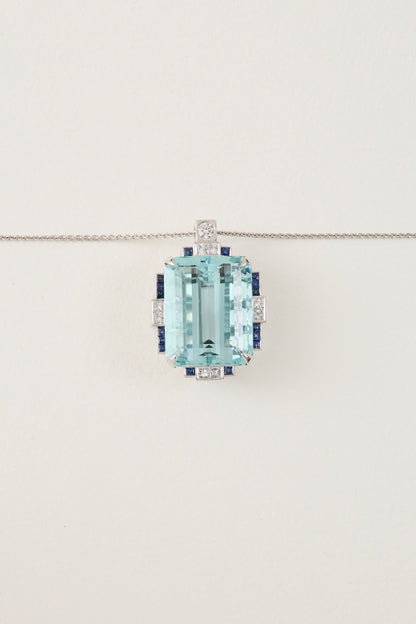 Aquamarine Sapphire Pendant Necklace