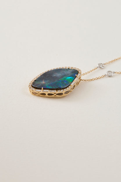 Abstract Black Opal Pendant