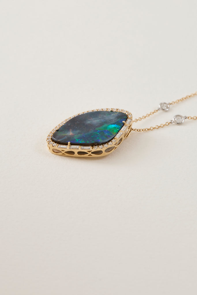 Abstract Black Opal Pendant