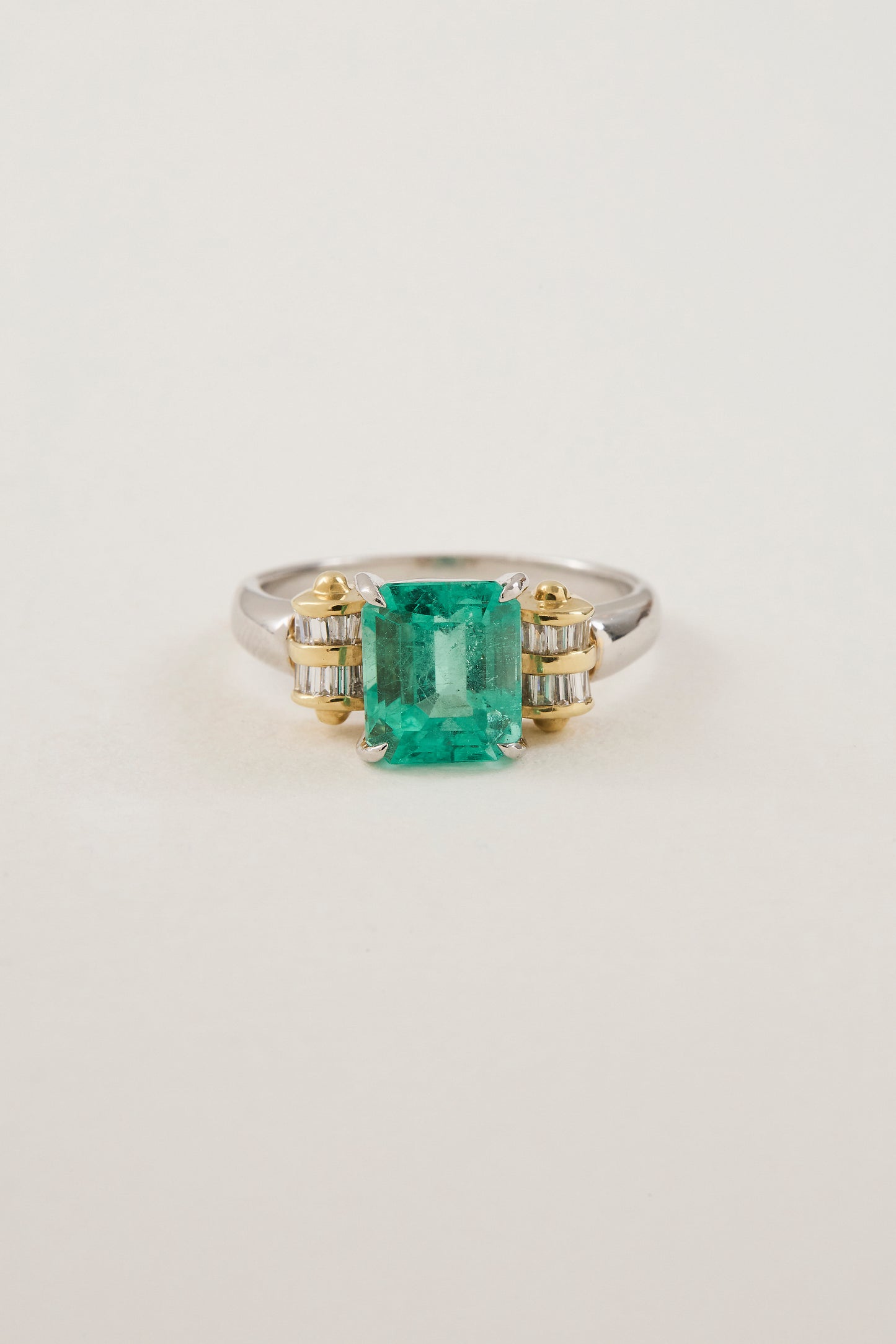 Emerald Volute Deco Inspired Ring