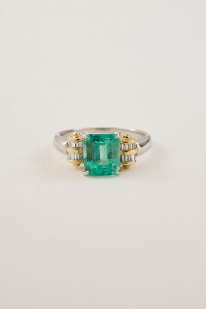 Emerald Volute Deco Inspired Ring