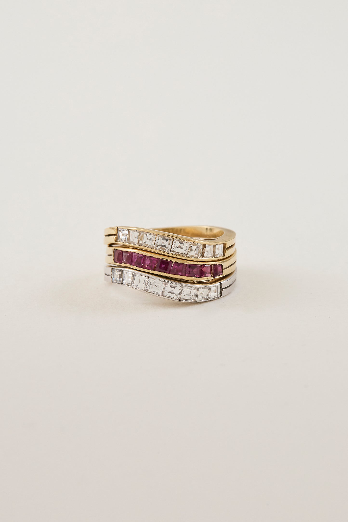 Mid Century Ruby Ring Set