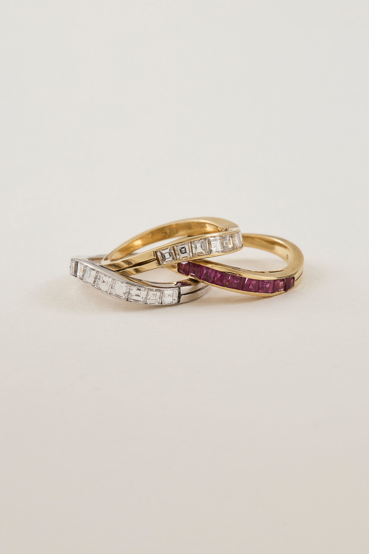 Mid Century Ruby Ring Set