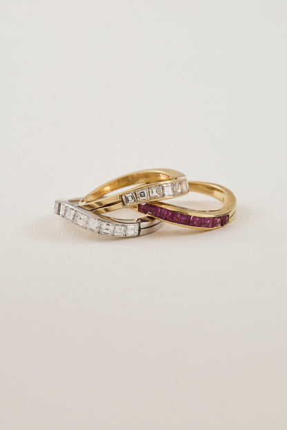 Mid Century Ruby Ring Set