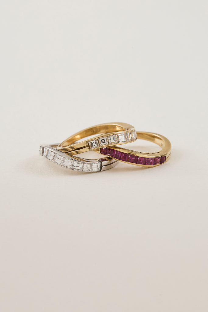 Mid Century Ruby Ring Set