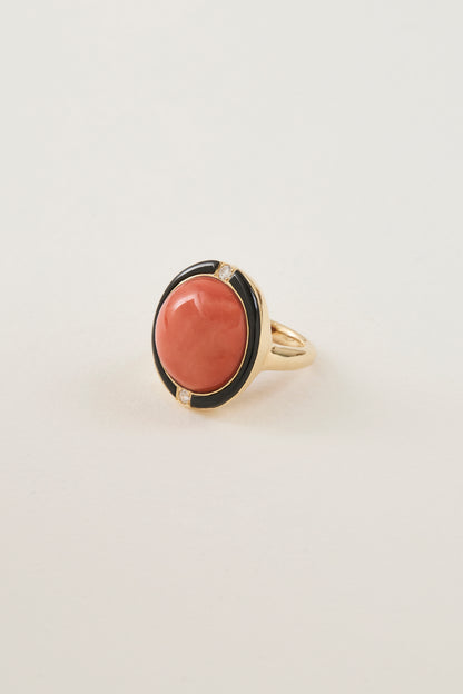 Coral Cabochon Ring