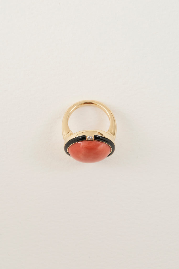 Coral Cabochon Ring